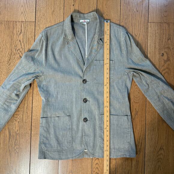 Standard James Perse Blazer SZ 2 Medium Linen Blend Three Button Army Green - Picture 12 of 12